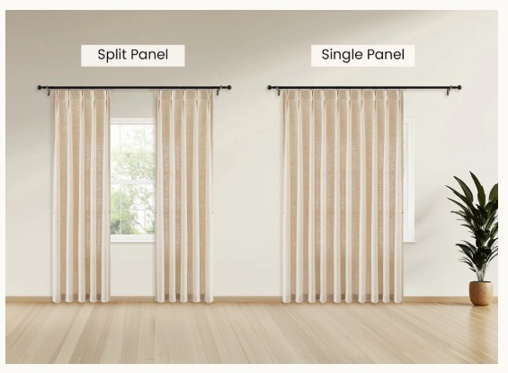 Curtain panel splitting example
